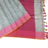 Gray Handloom Pure Linen Saree