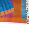 Peacock Blue Handloom Pure Linen Saree Peacock Blue Handloom Pure Linen Saree