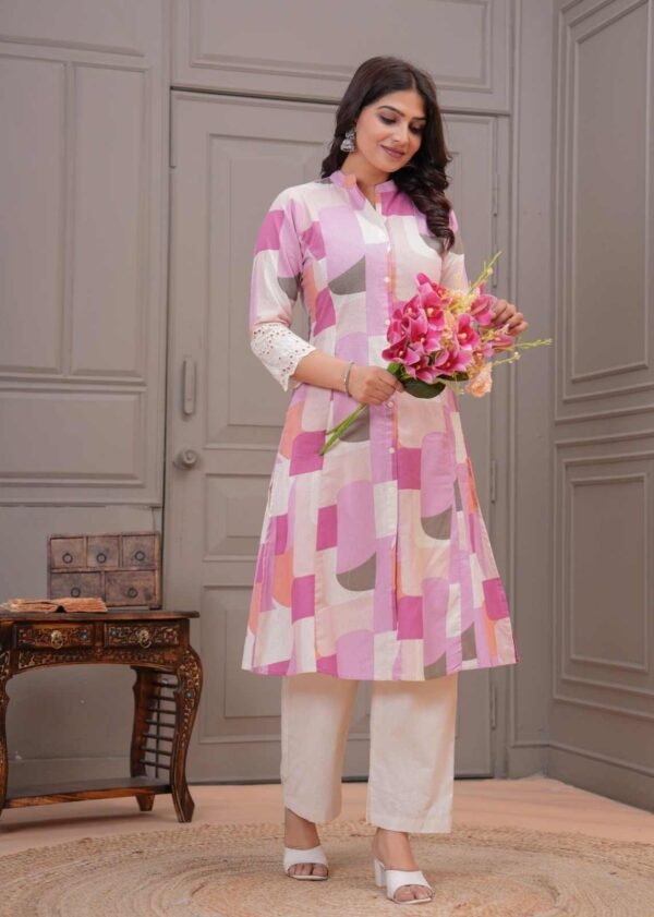 Multicolored Linen Stitched Suit