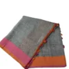 Gray Handloom Pure Linen Saree