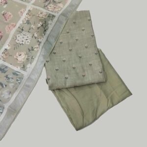 Khaki Pure Linen Unstitched Suit
