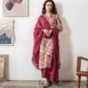 Beige Multicolored Stitched Suit With Dupatta
