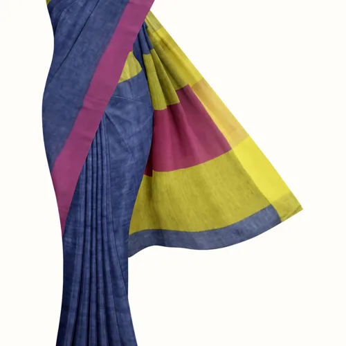 Navy Blue Handloom Pure Linen Saree