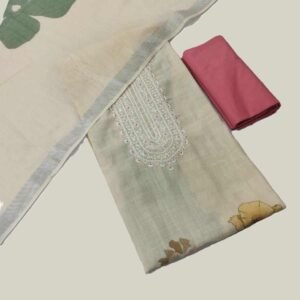 Off White Pure Linen Unstitched Suit