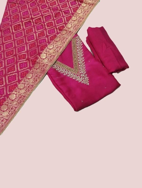 Pink Chanderi Unstitched Suit