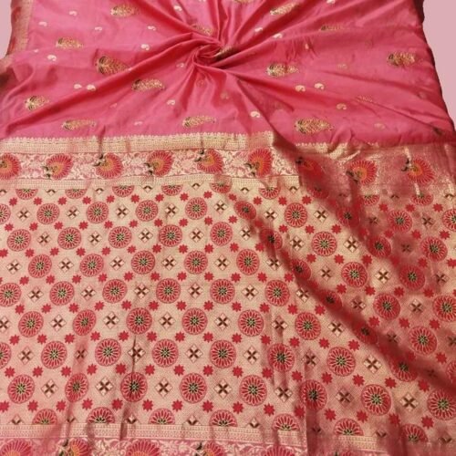 Rose Pink Designer Silk Saree