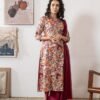 Beige Multicolored Stitched Suit With Dupatta