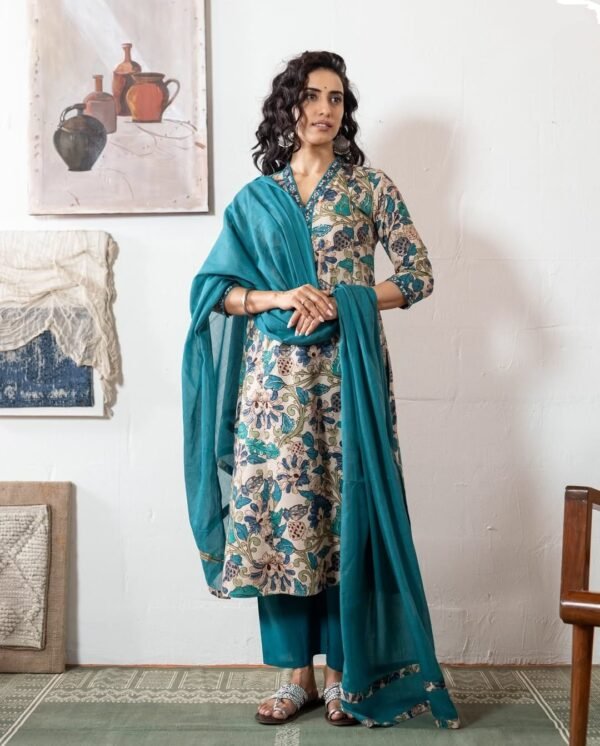 Beige Stitched Suit With Dupatta