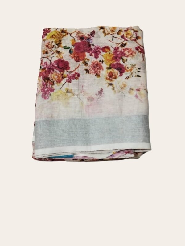Digital Print Pure Linen Saree