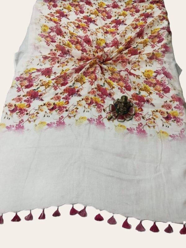 Digital Print Pure Linen Saree