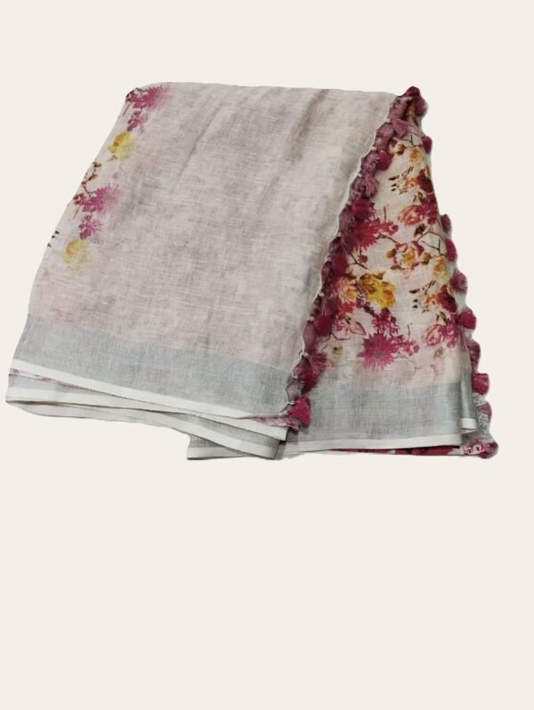 Digital Print Pure Linen Saree