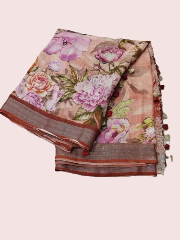 Digital print linen saree