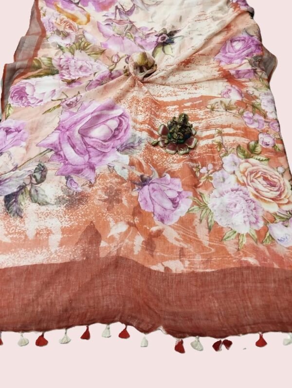 Digital print linen saree