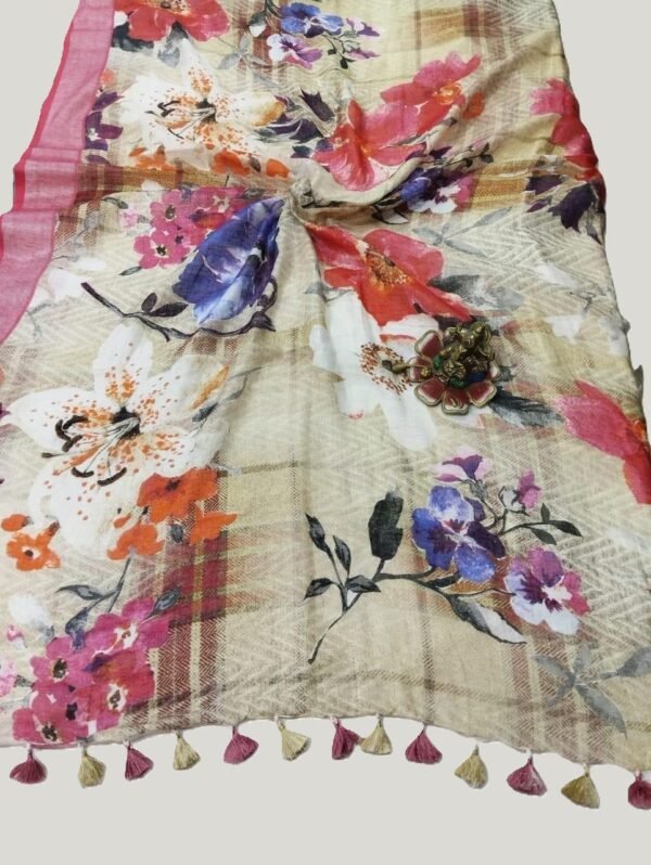 BSOS0001-3(3) Digital Print Pure Linen Saree