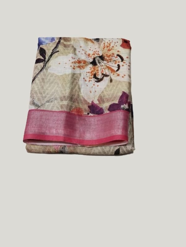 BSOS0001-3(4) Digital Print Pure Linen Saree