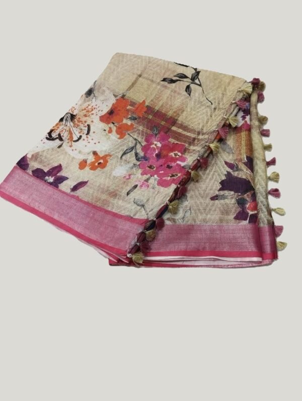 BSOS0001-3(6) Digital Print Pure Linen Saree