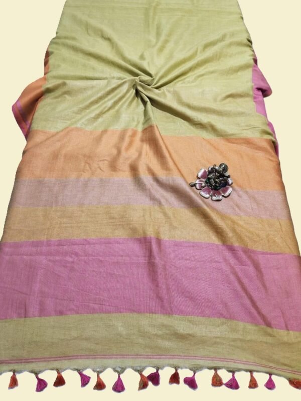 Mehandi Pure Linen Saree