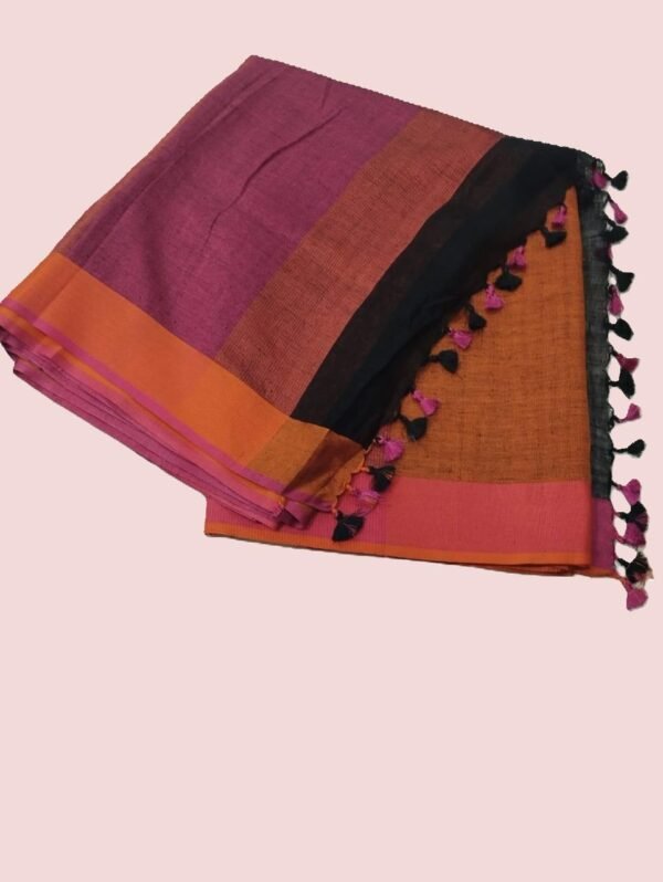 Black Pure Linen Saree