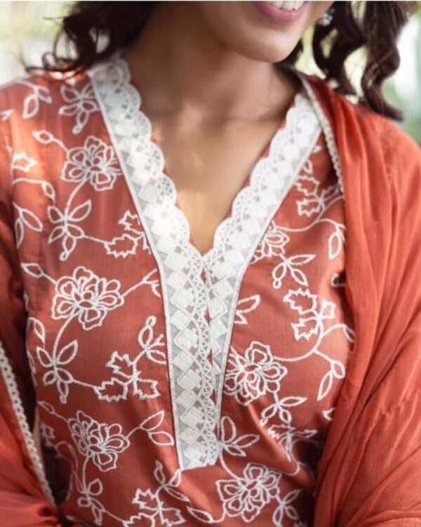 Rust Pure Cotton Stitched Suit