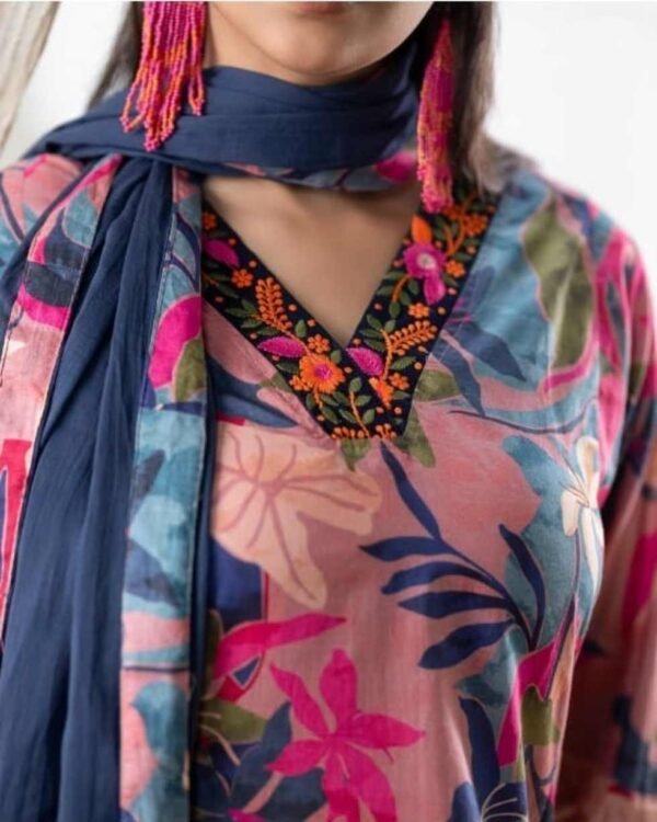 Pink Pure Cotton Stitched Suit