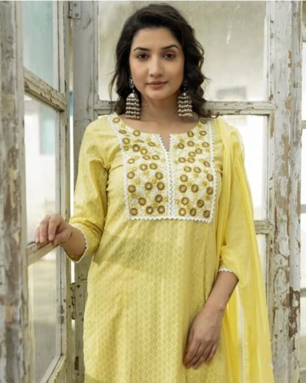 Woman wearing casual wear stitched suit