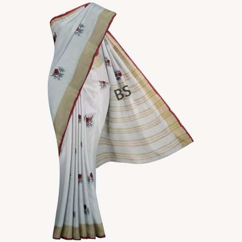 BS000741-2(4) Off white linen saree