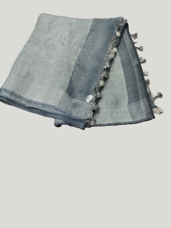 Steel Grey Pure Linen Saree