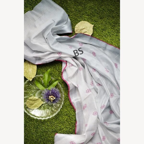 BS000882-2(2) white linen saree