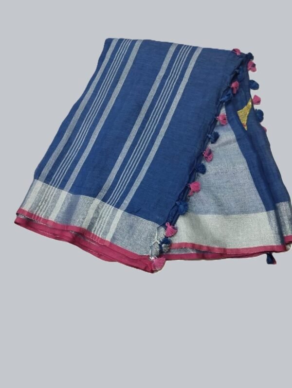 Royal Blue Pure Linen Saree