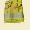 Yellow Embroidered Pure Linen Saree