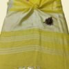 Yellow Embroidered Pure Linen Saree