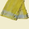 Yellow Embroidered Pure Linen Saree