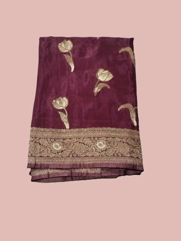 Wine Crepe Silk Saree