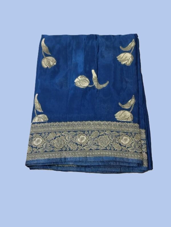 Blue Crepe Silk Saree