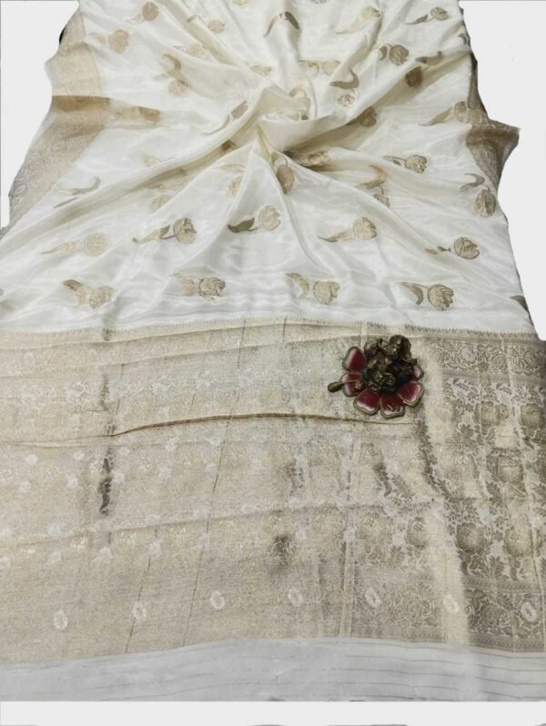 Off White Crepe Silk Saree