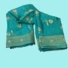 Teal Crepe Silk Saree