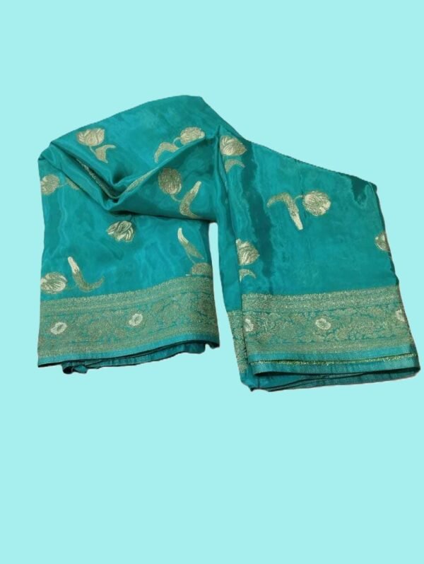 Teal Crepe Silk Saree