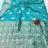 Teal Crepe Silk Saree