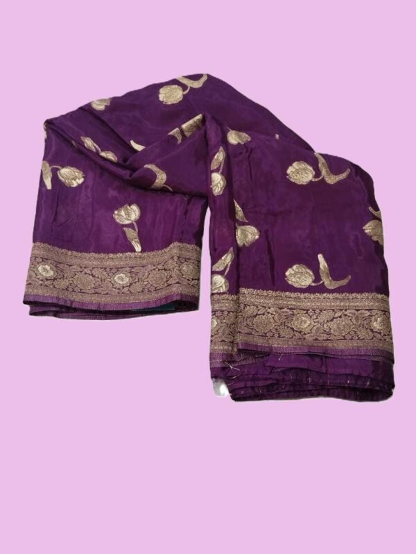 BS002218-7(2) Light Purple Crepe Silk Saree