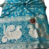 Aqua Blue Banarasi Silk Saree