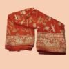 BS002265-3(2) Bright Orange Banarasi Silk Saree