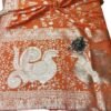 BS002265-3(3) Bright Orange Banarasi Silk Saree