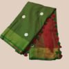 Red Embroidered Pure Linen Saree