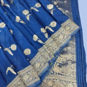 Blue Crepe Silk Saree