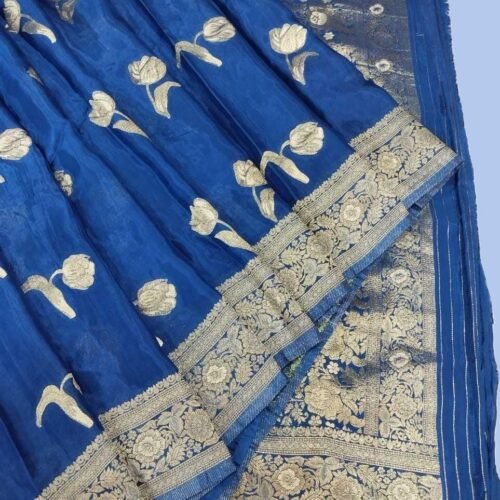 Blue Crepe Silk Saree Blue Crepe Silk Saree
