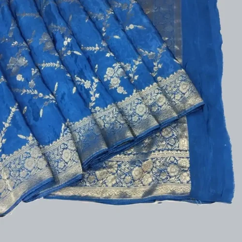 Blue Crepe Silk Saree Blue Crepe Silk Saree