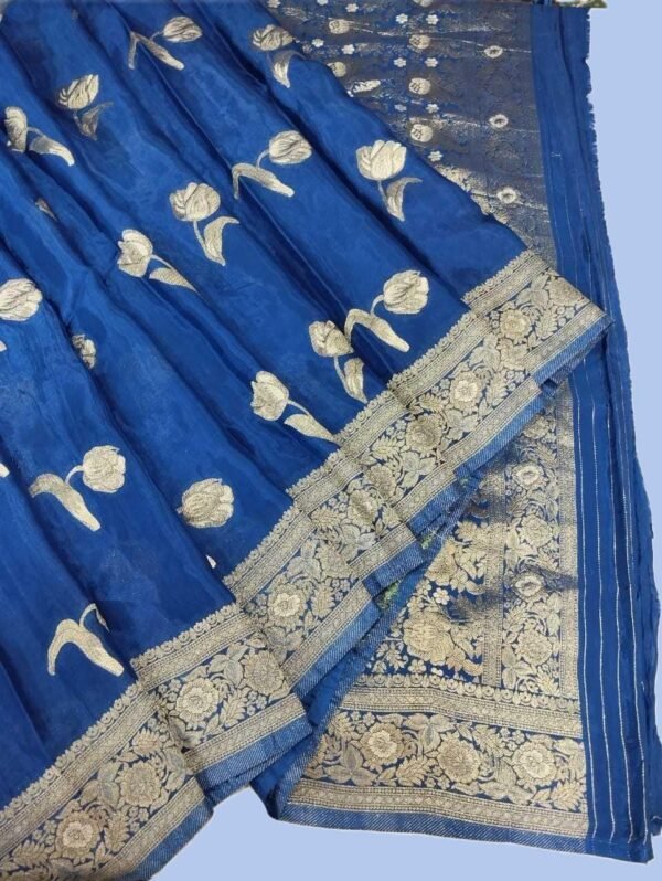 Blue Crepe Silk Saree