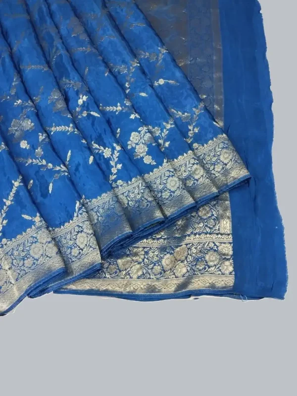 Blue Crepe Silk Saree