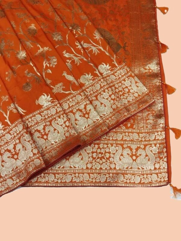 Bright Orange Banarasi Silk Saree Bright Orange Banarasi Silk Saree