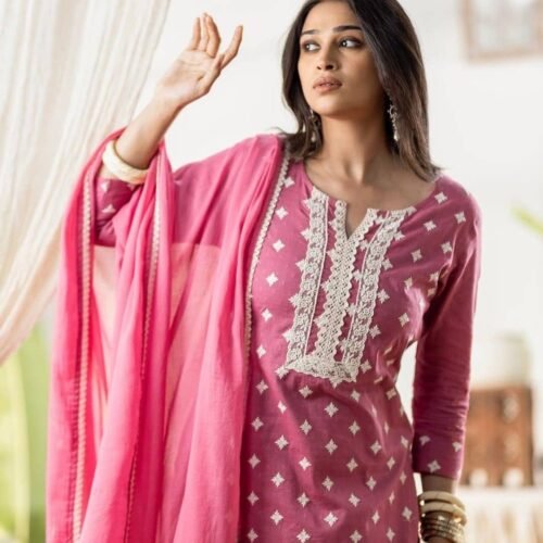 Dark Pink Office Wear Stitched Suit